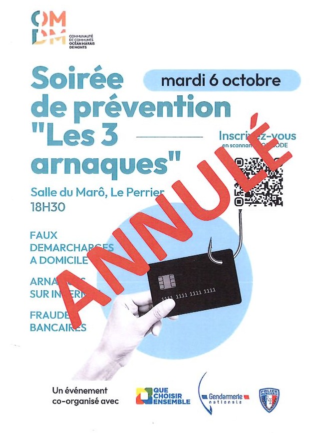 ANNULATION : Soirée de prévention « Les 3 arnaques »